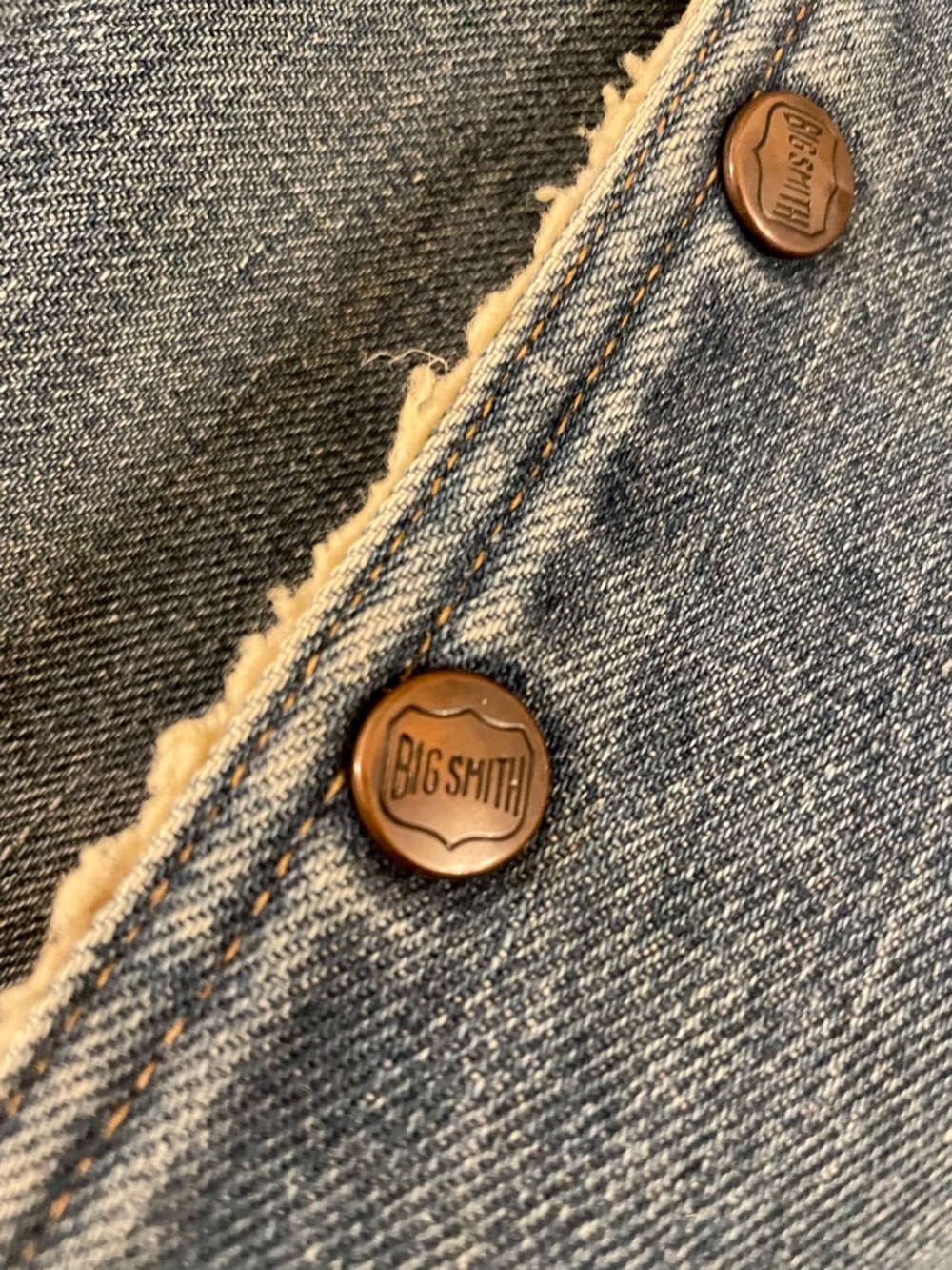VTG‎ BIG SMITH Men’s Blue Denim Sherpa-Lined Vest - Picture 8 of 8
